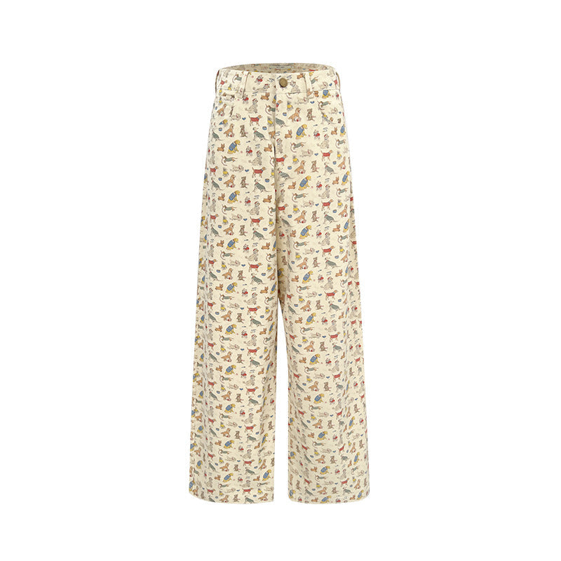 Cartoon animal cute straight pants