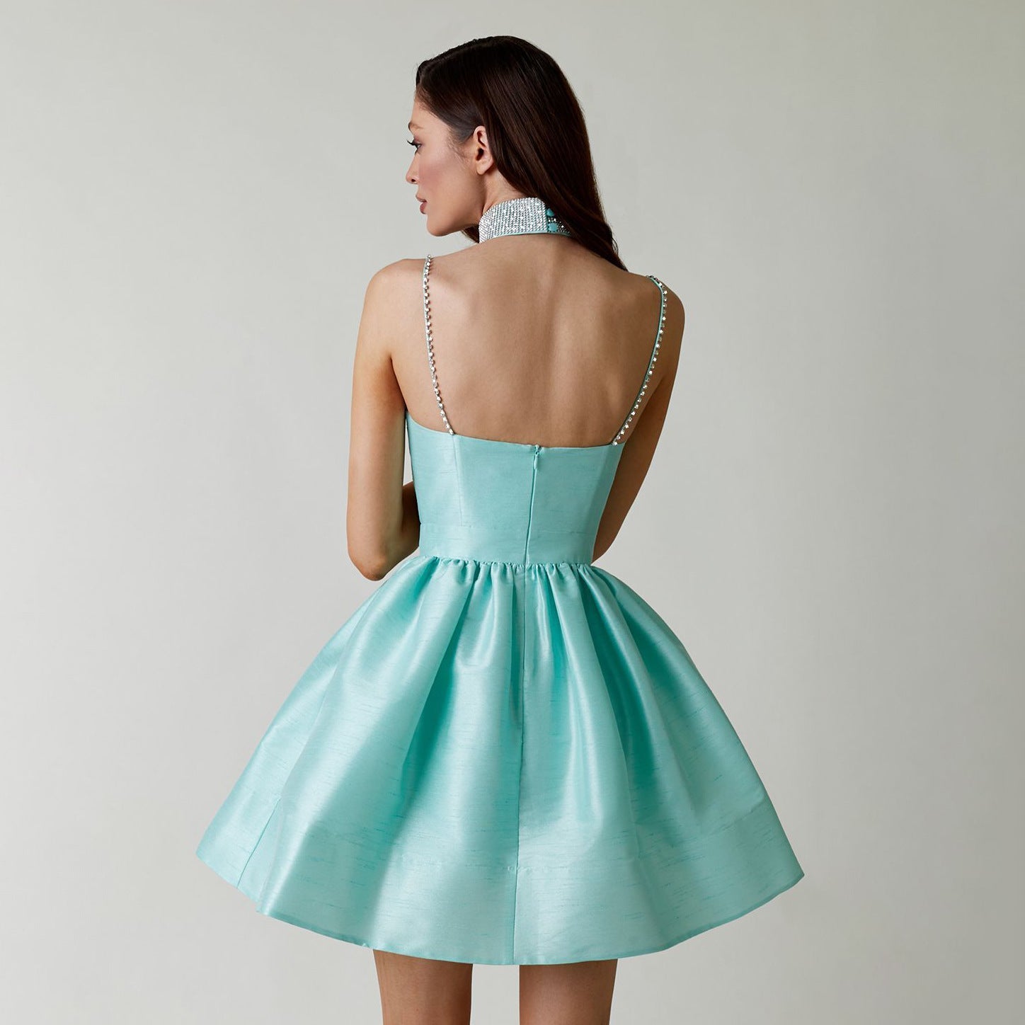 Dress pleated suspender dress sexy temperament rhinestone skirt