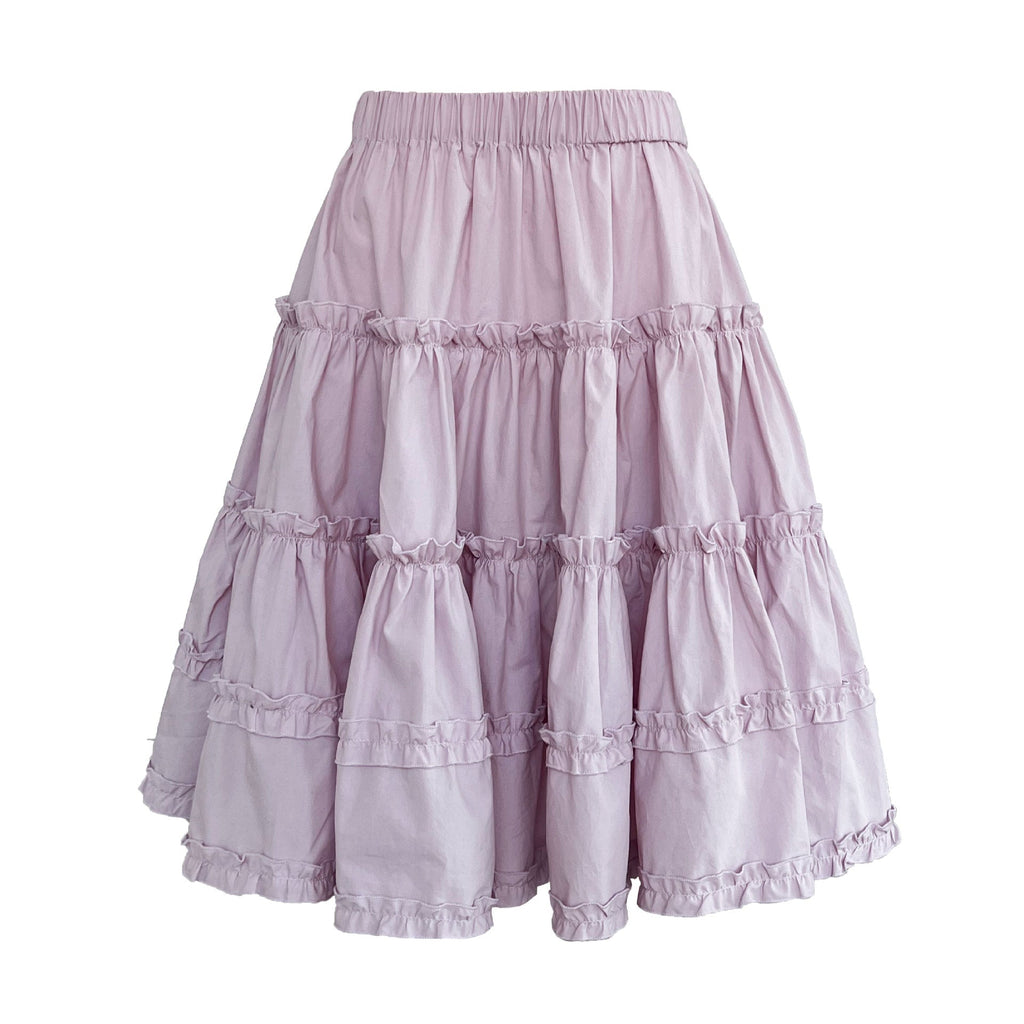French pastoral fresh layering cake skirt women's spring new lace splicing elastic waist skirt