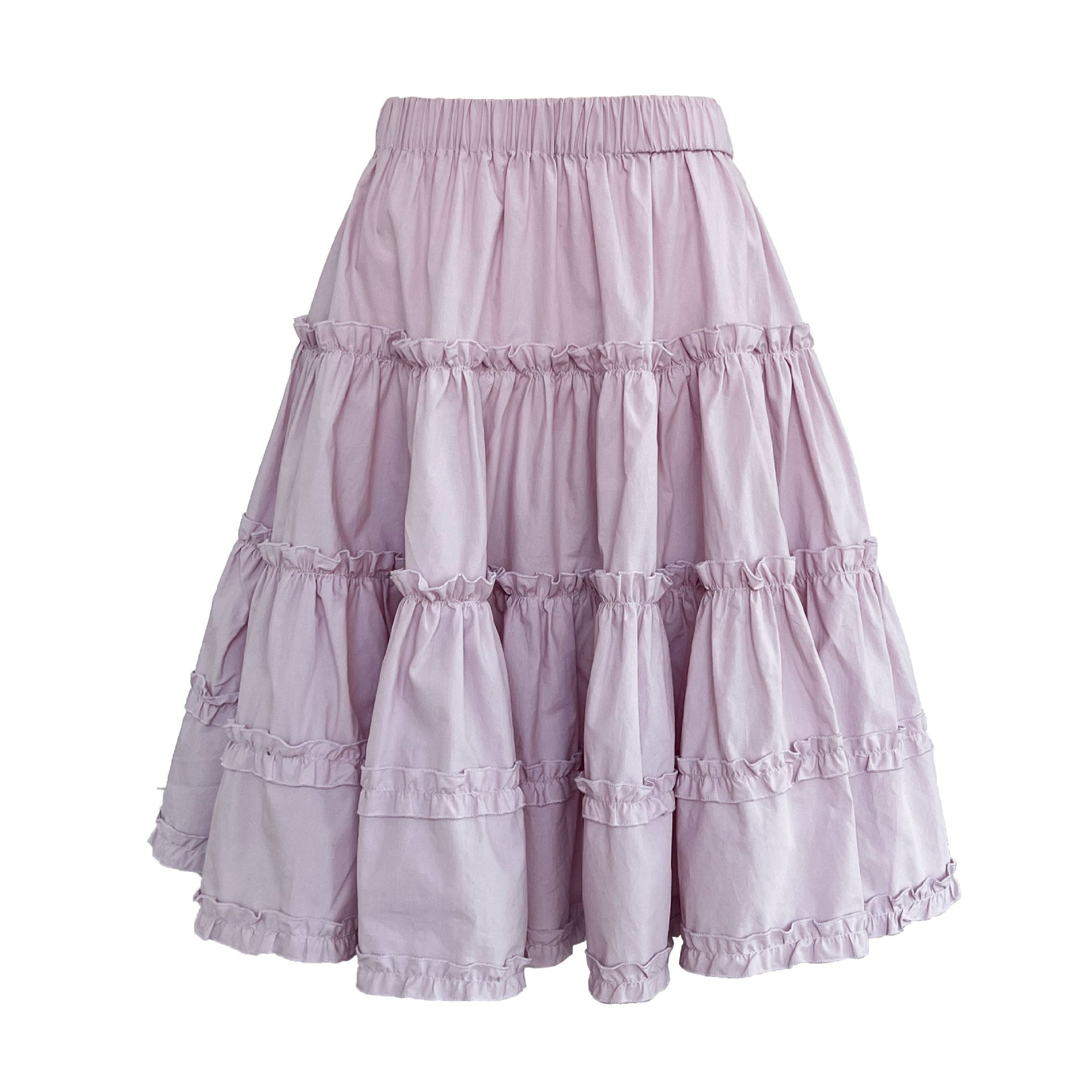 French pastoral fresh layering cake skirt women's spring new lace splicing elastic waist skirt