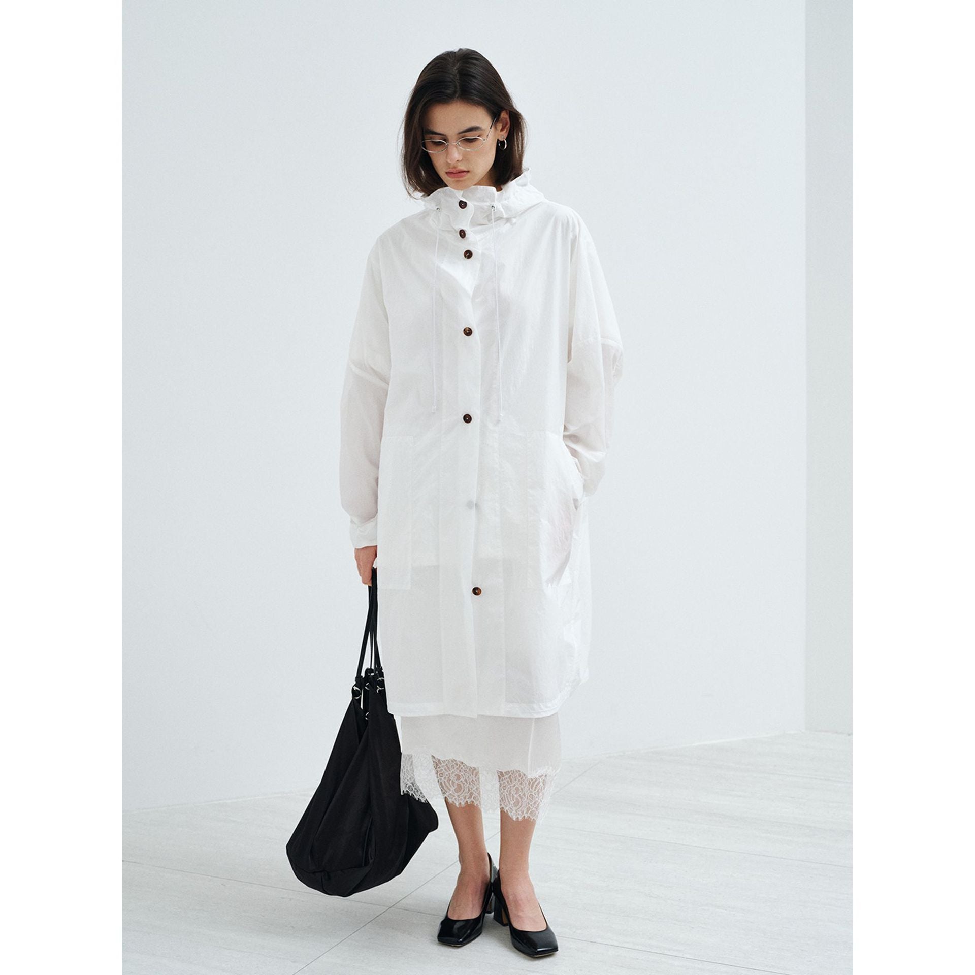 Spring design feeling light wrinkle feeling stand collar anti-wrinkle non-ironing sunscreen long trench coat