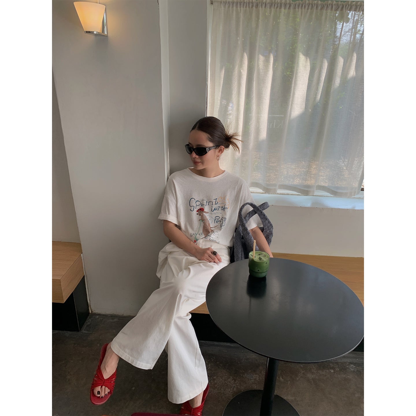 Spring and summer casual simple and versatile Tencel cotton loose wide-leg slacks