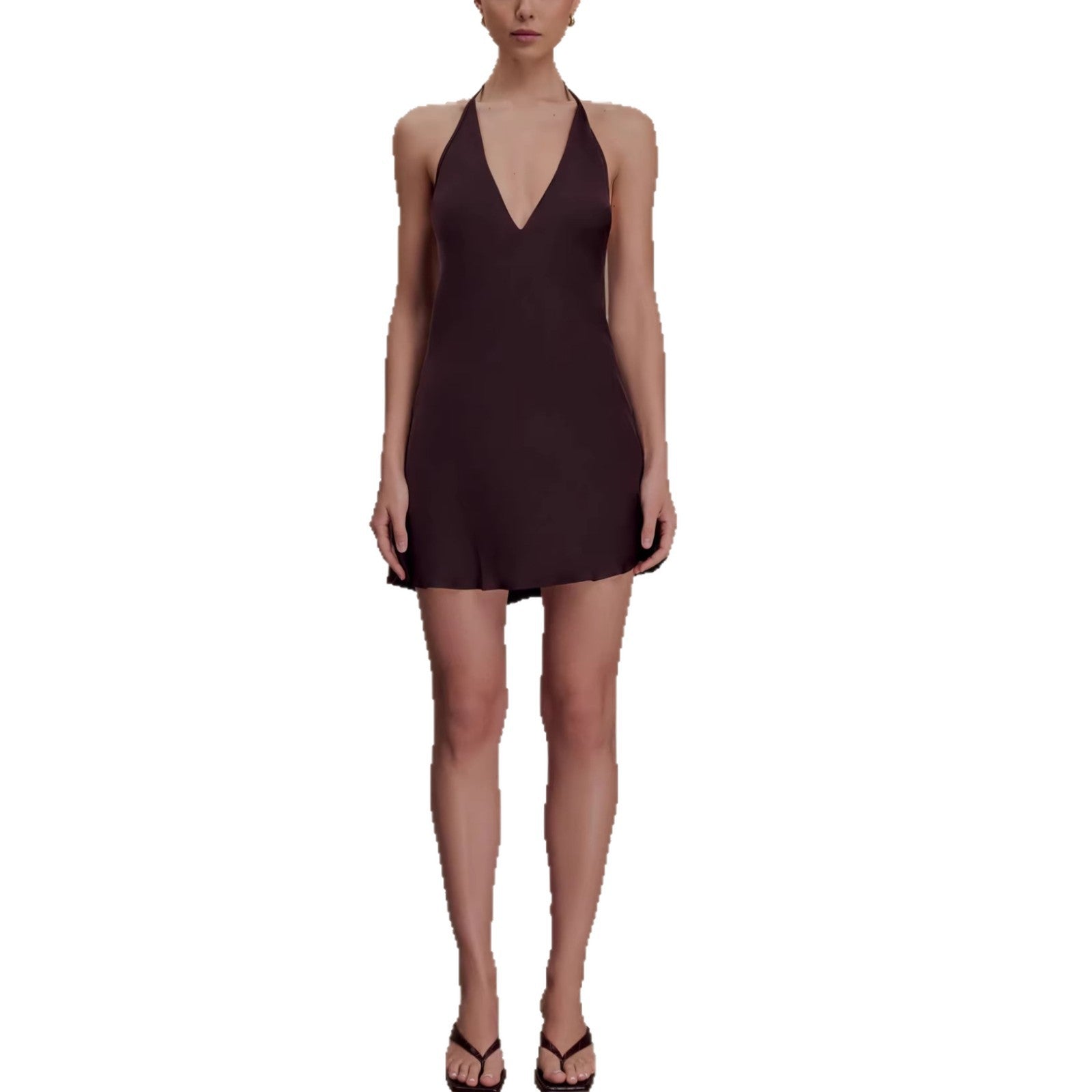 Sexy lace lace-up skirt backless slim fit European and American satin dress