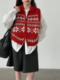 Fair Island Jacquard Double Zip Lapel Pullover
