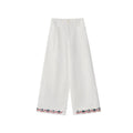 Straight trousers high waist embroidered hemmed slacks
