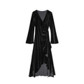 Black velvet dress with an irregular temperament at the waist