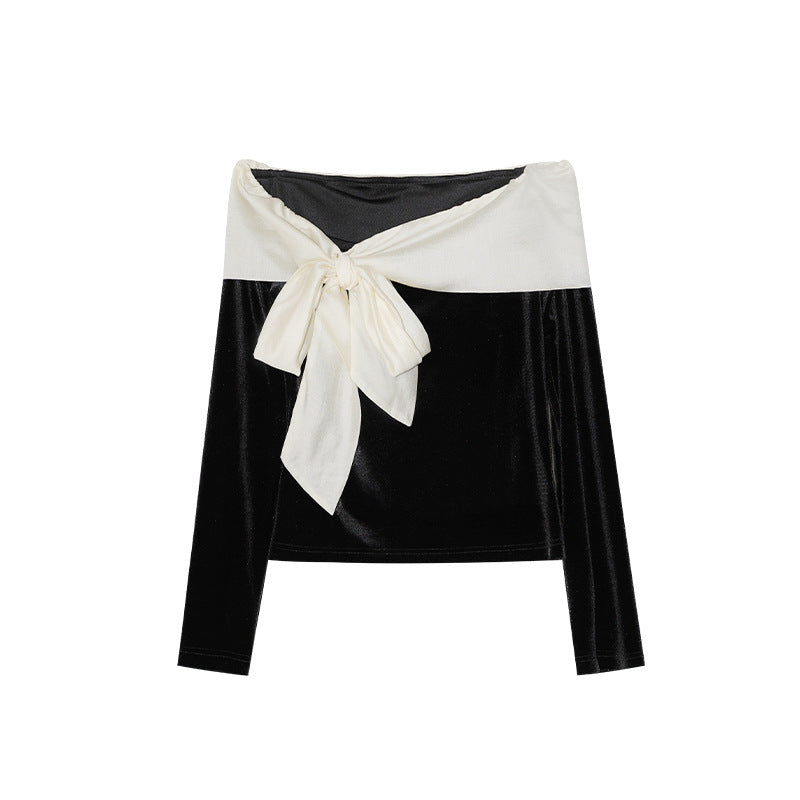 Chic Sweet Sexy Long Sleeve Bow Top