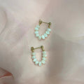 Green earrings New stud earrings Tide light luxury earrings High-end niche design Earrings Temperament Women's Summer