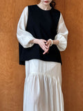 Autumn back split suit vest simple fashionable exquisite quiet luxury stacked top