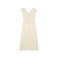 V-neck temperament waist pleated dress