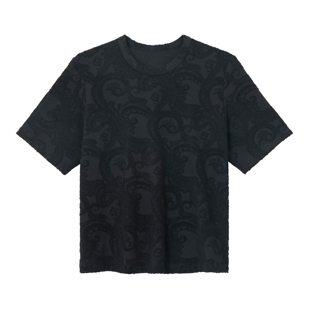 Spring new design Modal wool three-dimensional cashew flower texture T-shirt