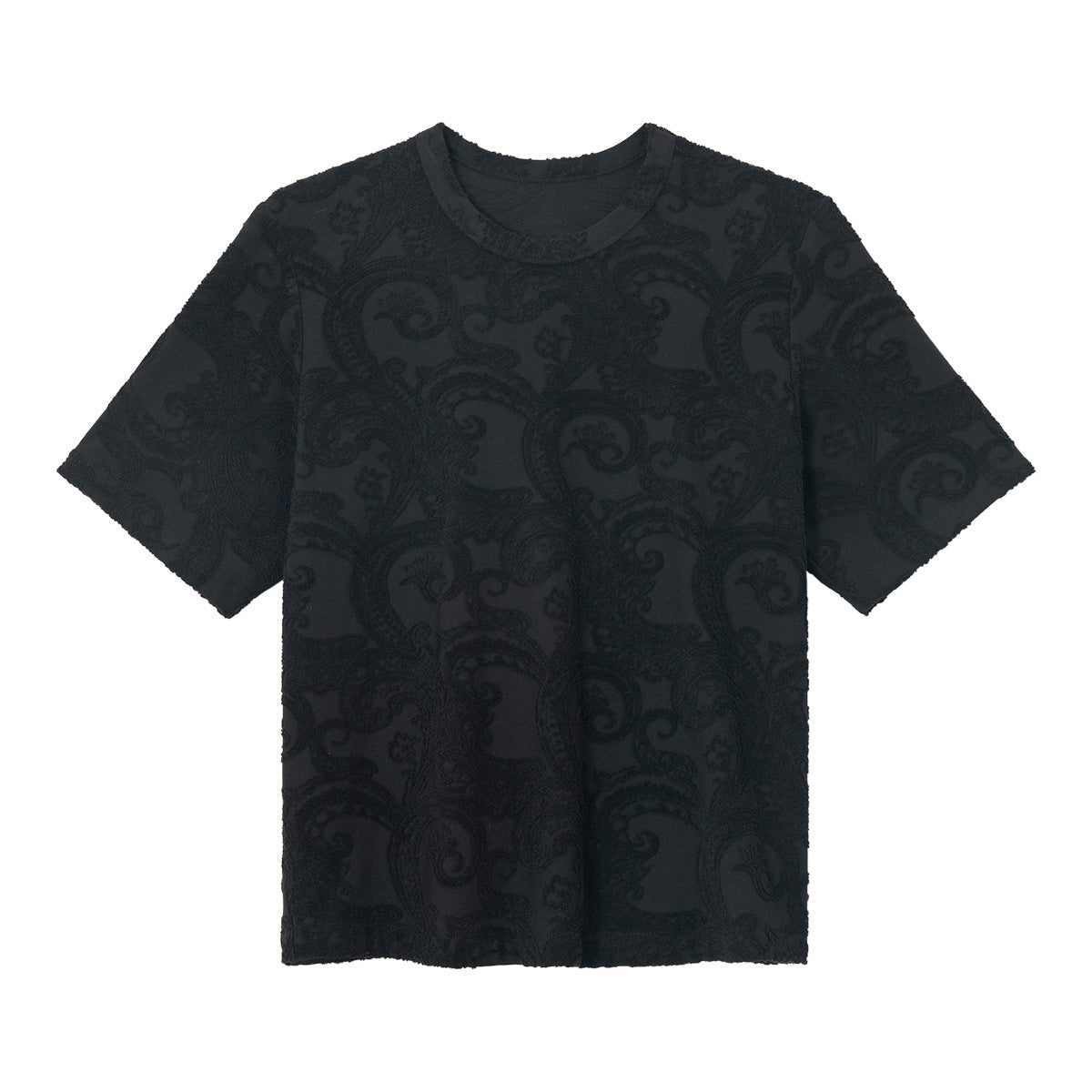 Spring new design Modal wool three-dimensional cashew flower texture T-shirt