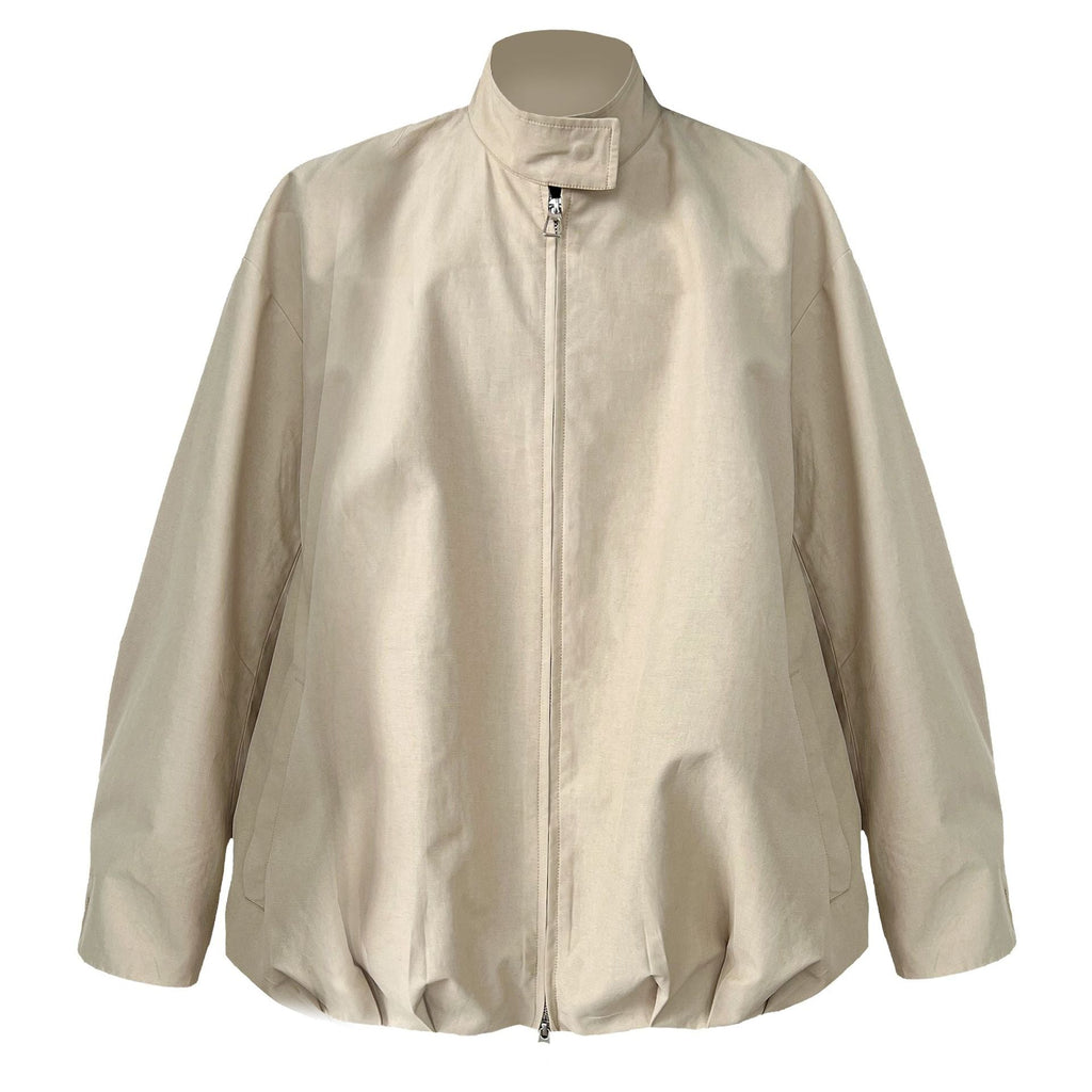 Cocoon-shaped bud stand-up collar buckle jacket women's autumn new Korean lazy casual jacket