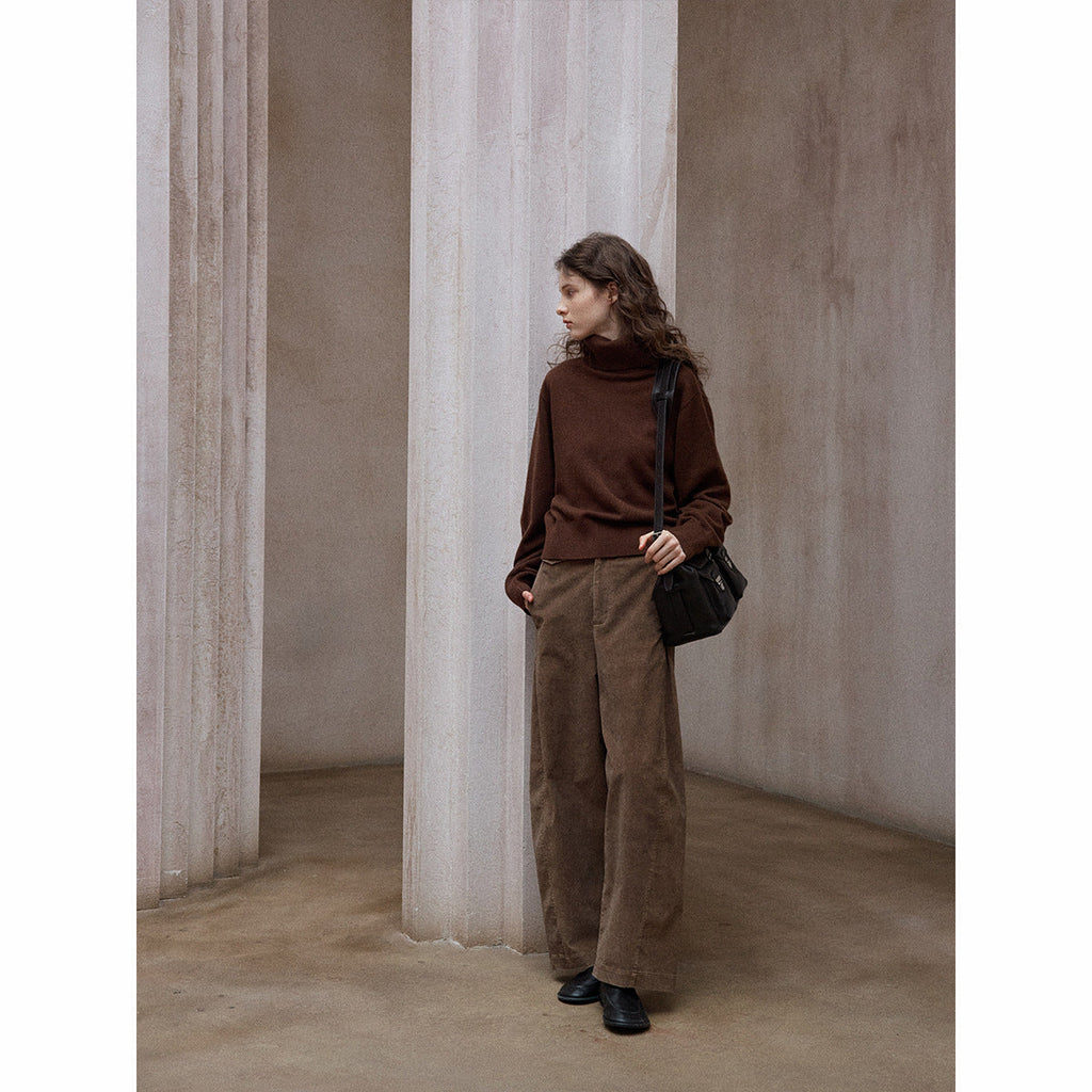 Pure handmade dirty dyed velvet natural washing process simple retro commuter scimitar pants