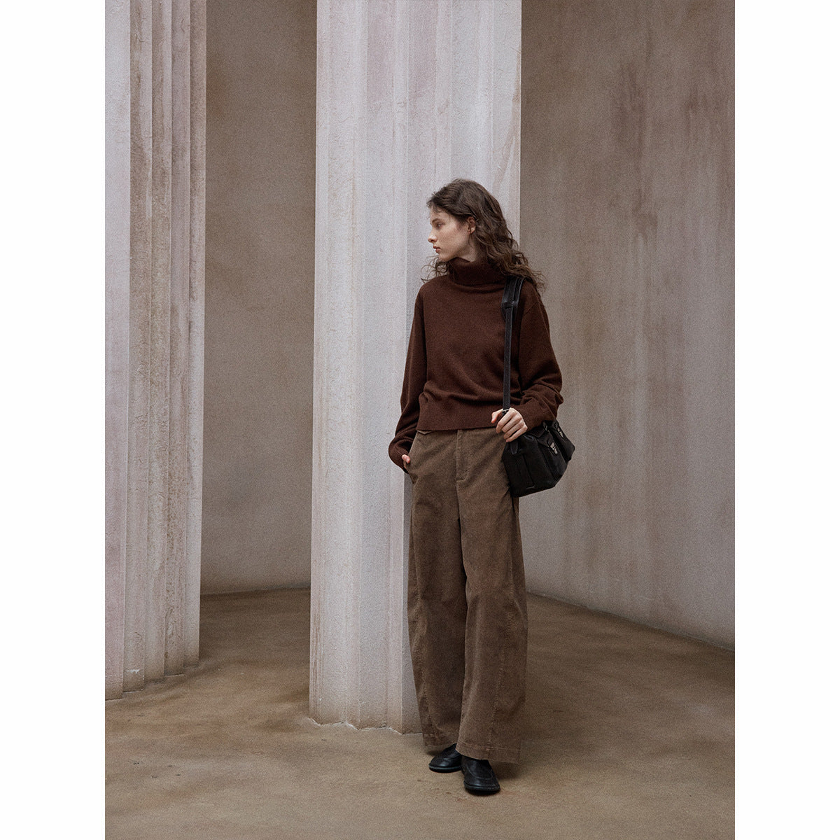 Pure handmade dirty dyed velvet natural washing process simple retro commuter scimitar pants
