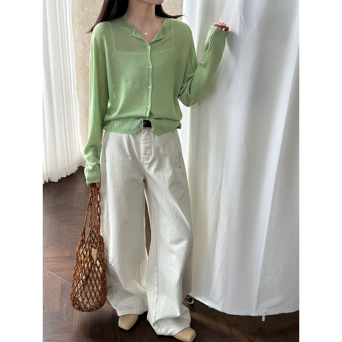 American jeans retro scimitar pants spring new loose and versatile wide-leg straight pants