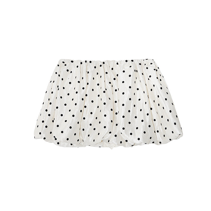 Sweet and spicy polka dot short skirt anti-light elastic waist a-shaped skirt