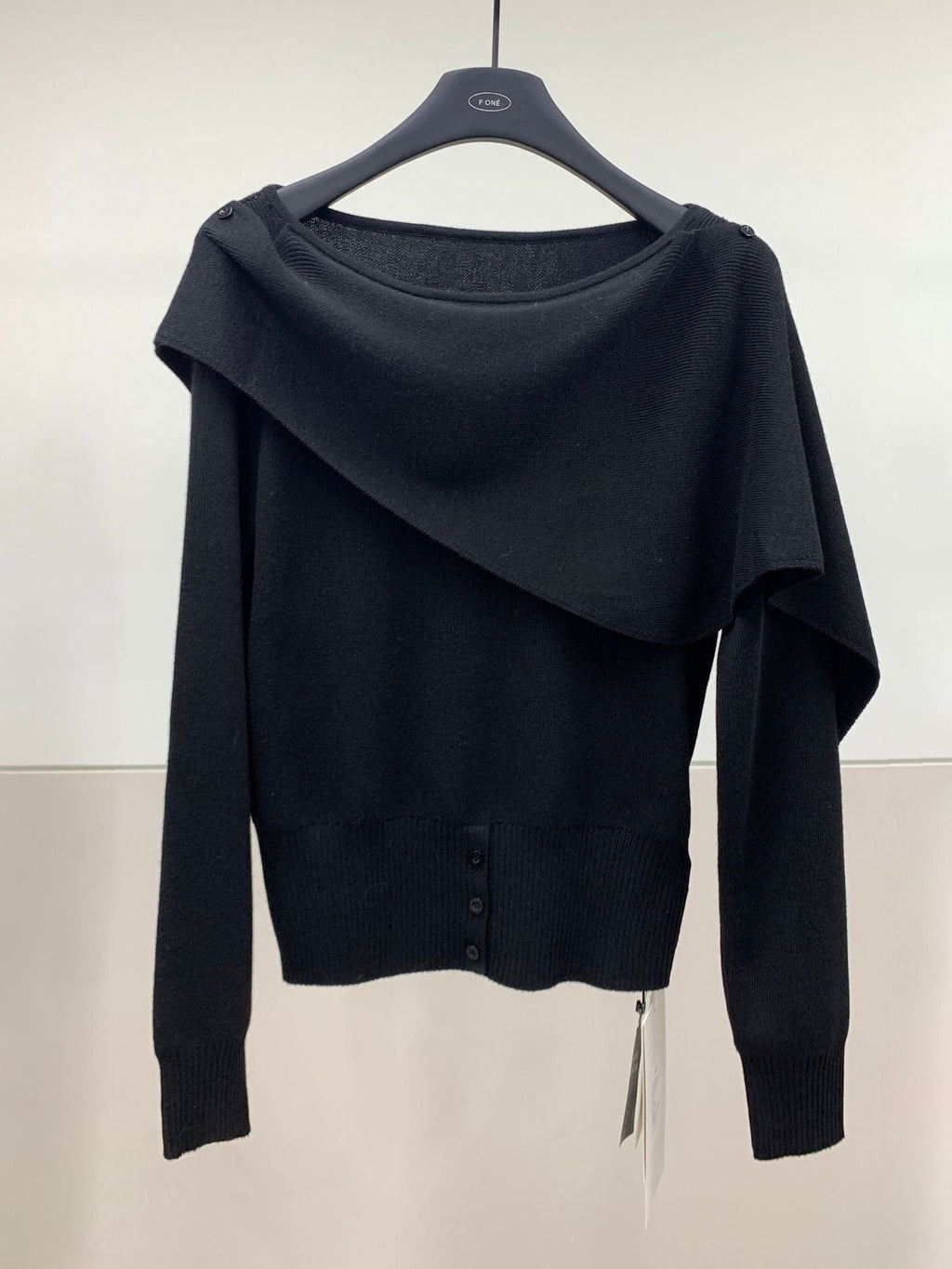 French temperament slanted shoulder slimming knitwear autumn and winter design shawl sweater