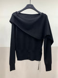 French temperament slanted shoulder slimming knitwear autumn and winter design shawl sweater