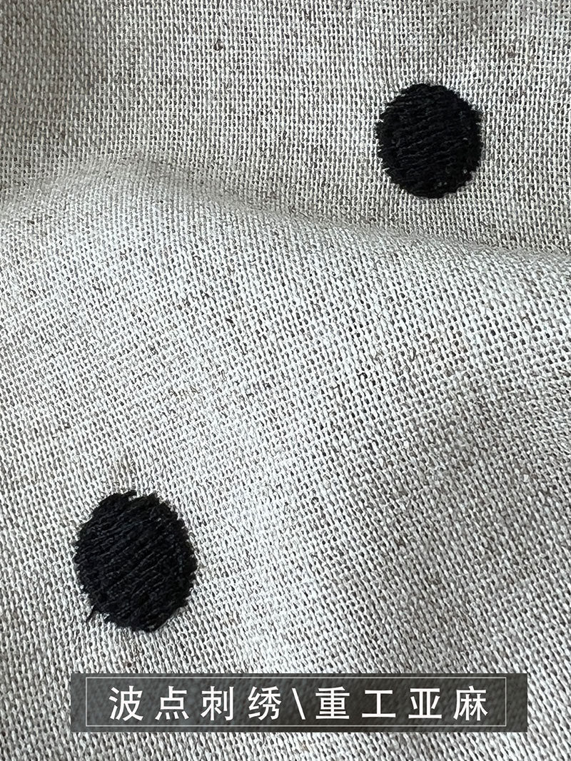 Cotton and linen embroidered polka dot elastic waist shorts women's summer new high-waisted versatile casual wide-leg pants 1953