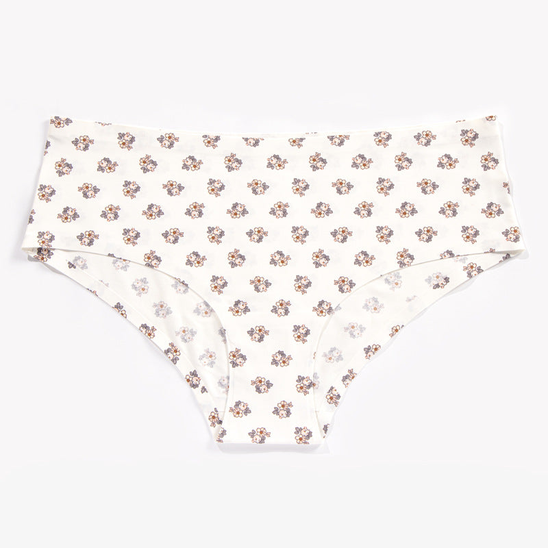 Popular ice silk printed seamless underwear women's buttocks comfortable breathable quick-drying women's briefs thin