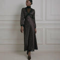Spring Lace Polka Dot Print Dress Halter Sexy Spice Girl Long Sleeve Dress