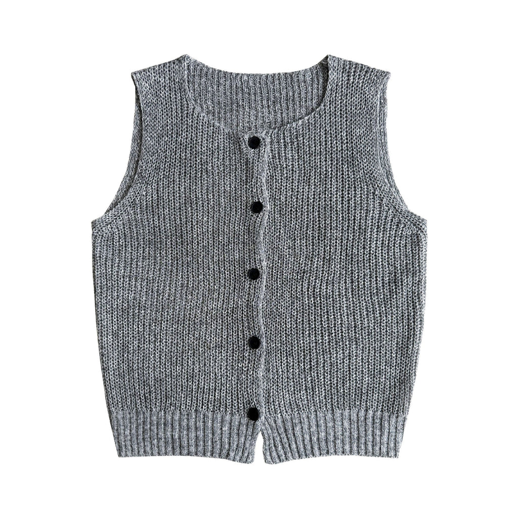Simple and versatile sleeveless rough knitted vest