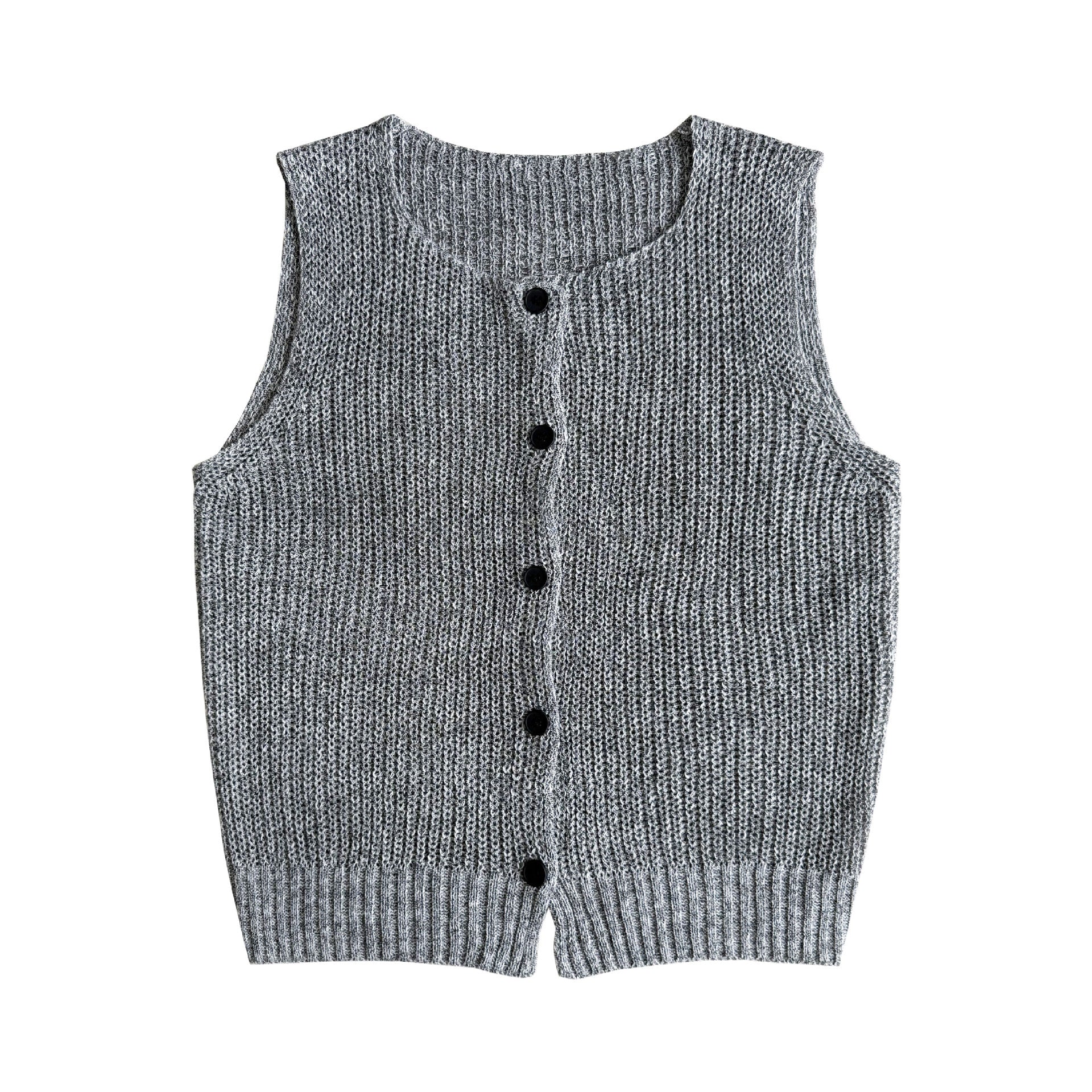 Simple and versatile sleeveless rough knitted vest