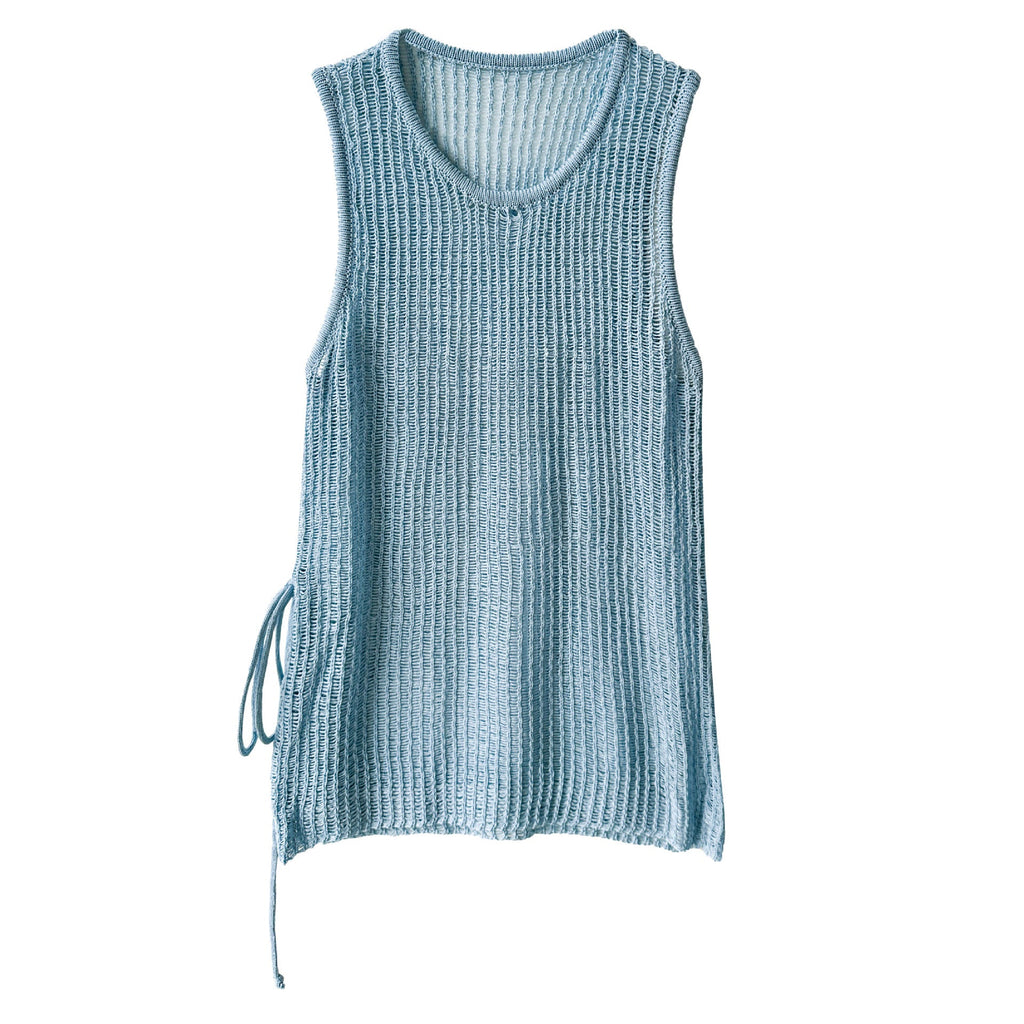 Design sense hollow strap drape knitted vest women