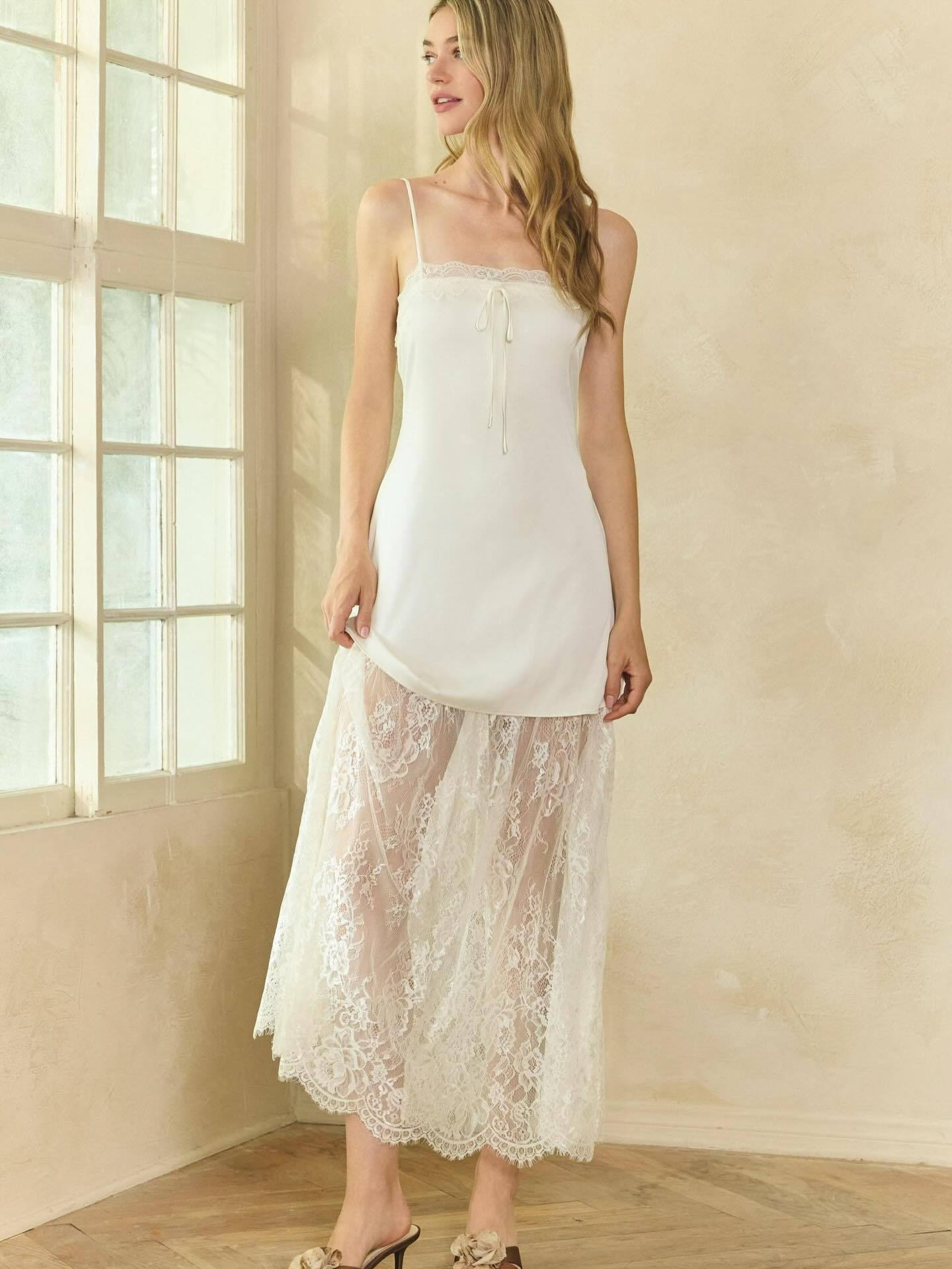 Sexy pure desire satin suspender skirt fashionable simple lace dress