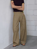 Twill print wide-leg slacks