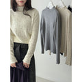 Half turtleneck polka dot elegantknitting shirt women's winter new arrival chic fungus edge inner tops
