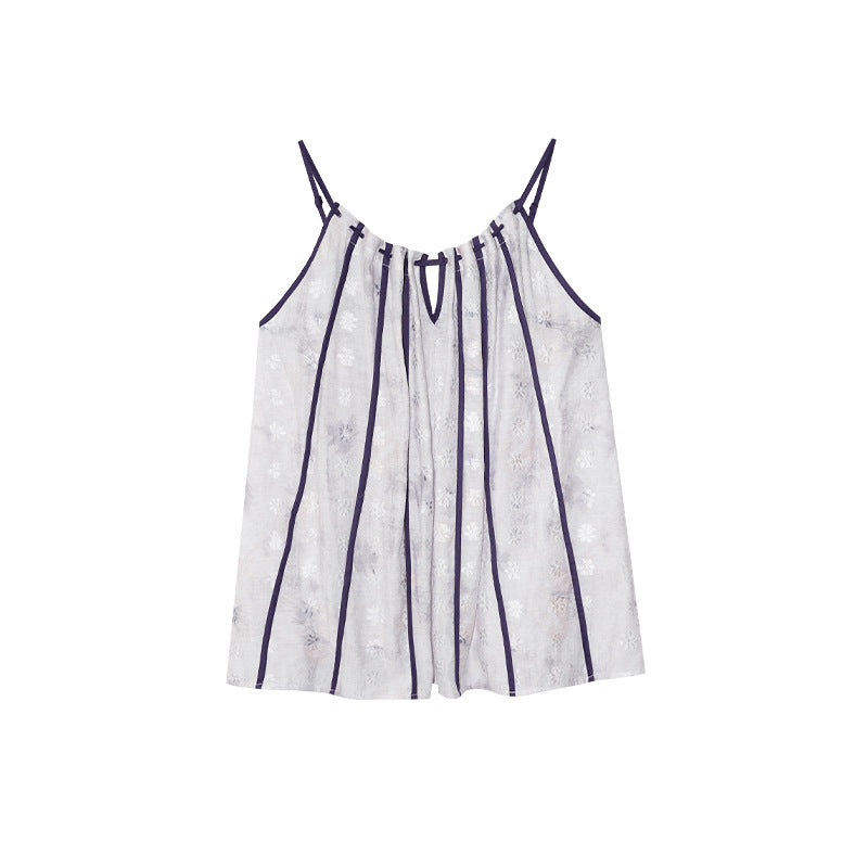 sweet age reduction light purple splicing suspender top