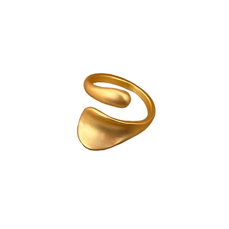 Matt gold open ring, female cold wind, simple niche design, unique index finger ring, retro ring.