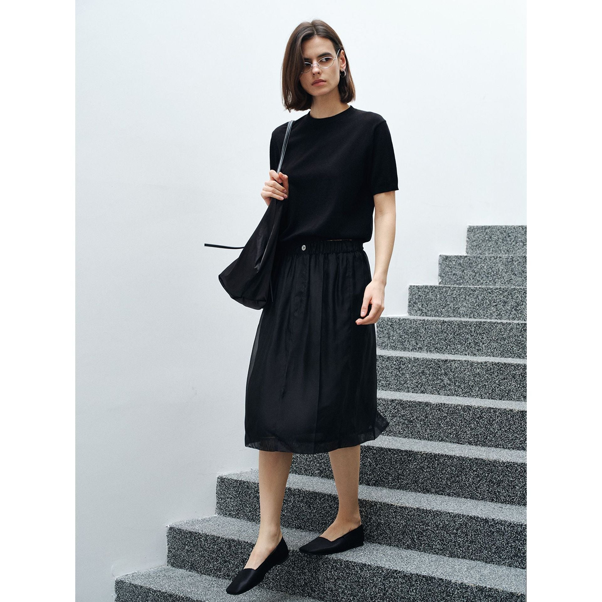 Spring light and soft acetate wool crew neck waist texture knitted sweater