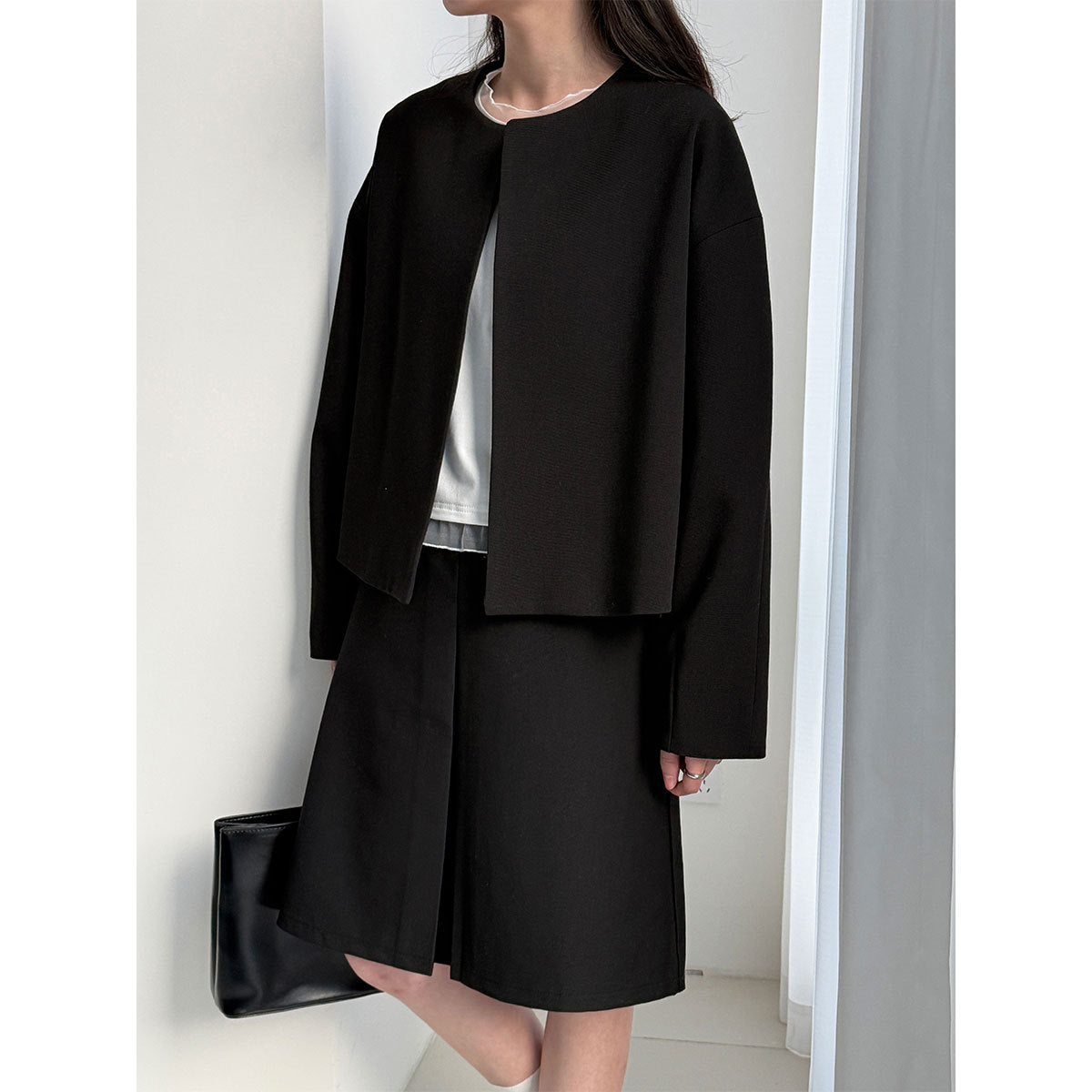 Korean version of high-waisted split skirt, spring suit short skirt, thin casual A-shaped skirt, mid skirt