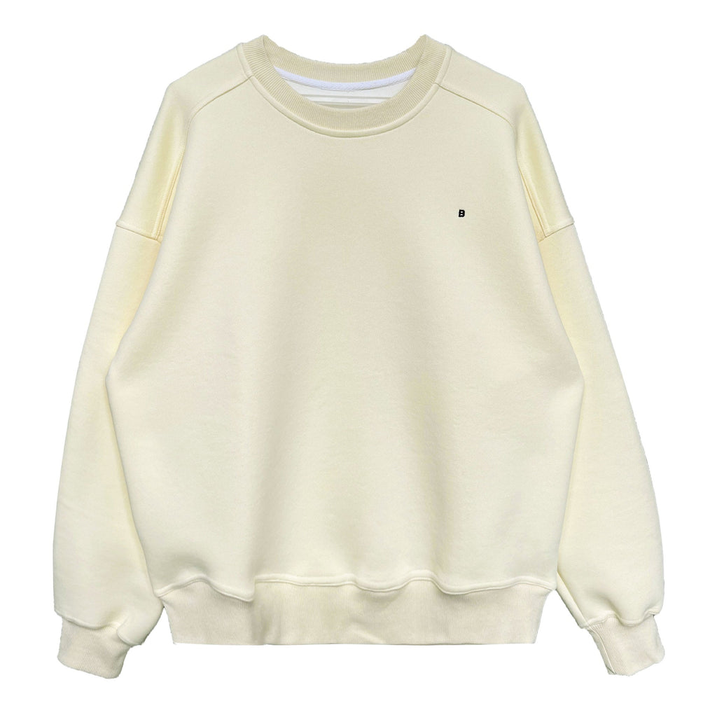 Simple silhouette loose BF solid color lazy pullover sweatshirt women's ins monogram embroidered long sleeve top