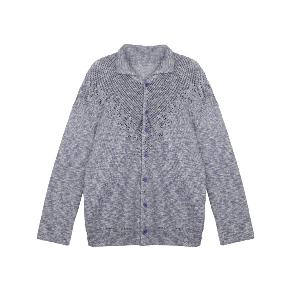 Hollow POLO neck sunscreen cardigan knitted sweater loose outer long-sleeved top
