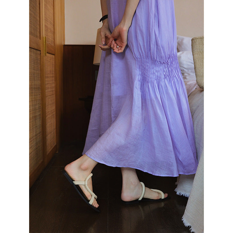 Versatile crew neck loose casual knee pendulum dress