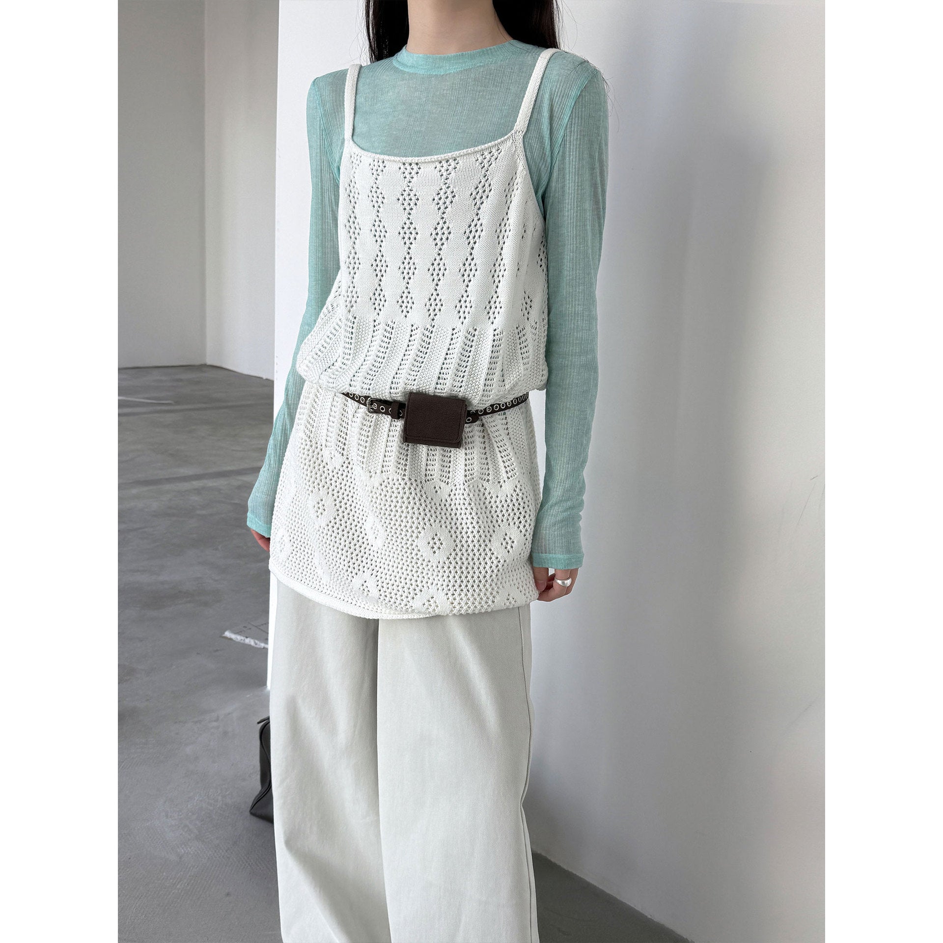 Korean perspective texture versatile bottoming shirt women's spring new commuting long-sleeved T-shirt