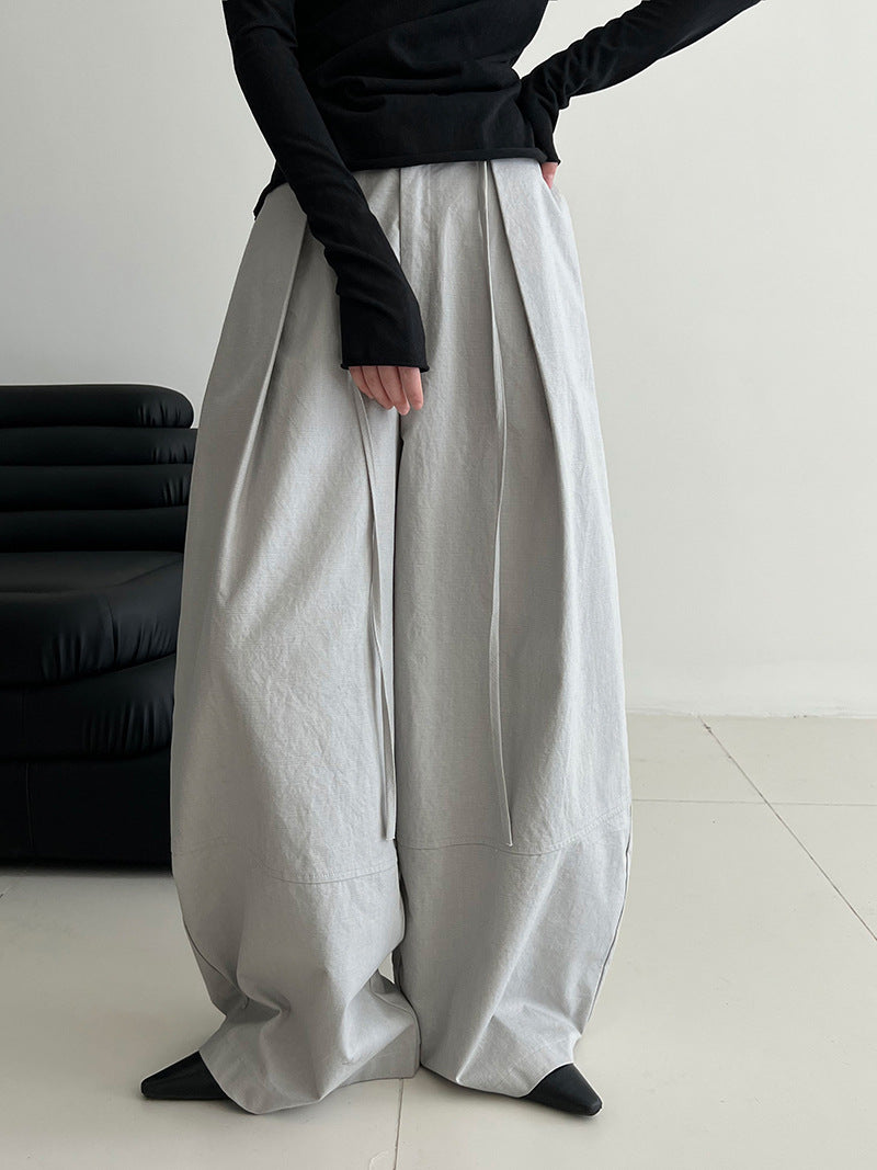 Korean pleated loose drape balloon pants autumn lazy versatile trousers