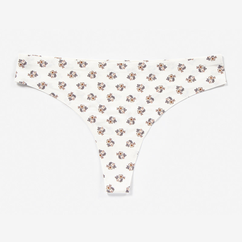 Low waist ice silk printed underwear women's nylon breathable quick-drying seamless women's briefs thin