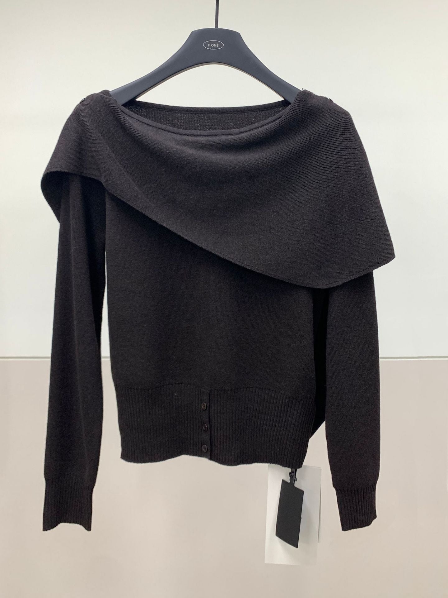 French temperament slanted shoulder slimming knitwear autumn and winter design shawl sweater