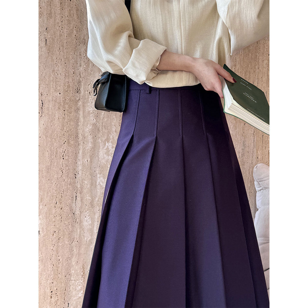 Purple high-end pleated skirt spring