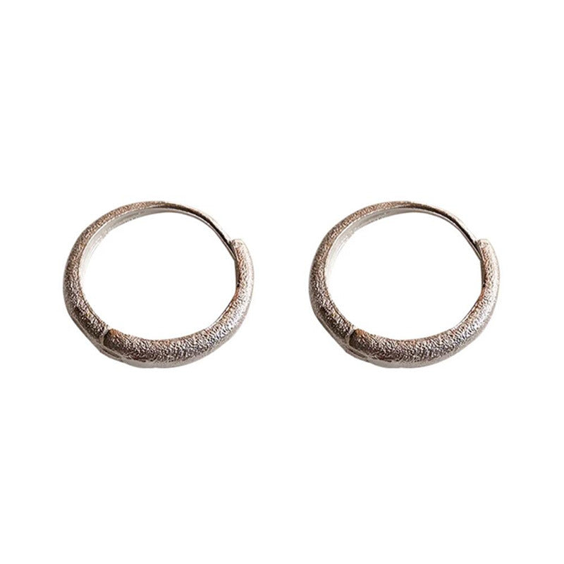 Frosted silver rings, earrings, less feeling earrings, exquisite and small temperament, commuting versatile