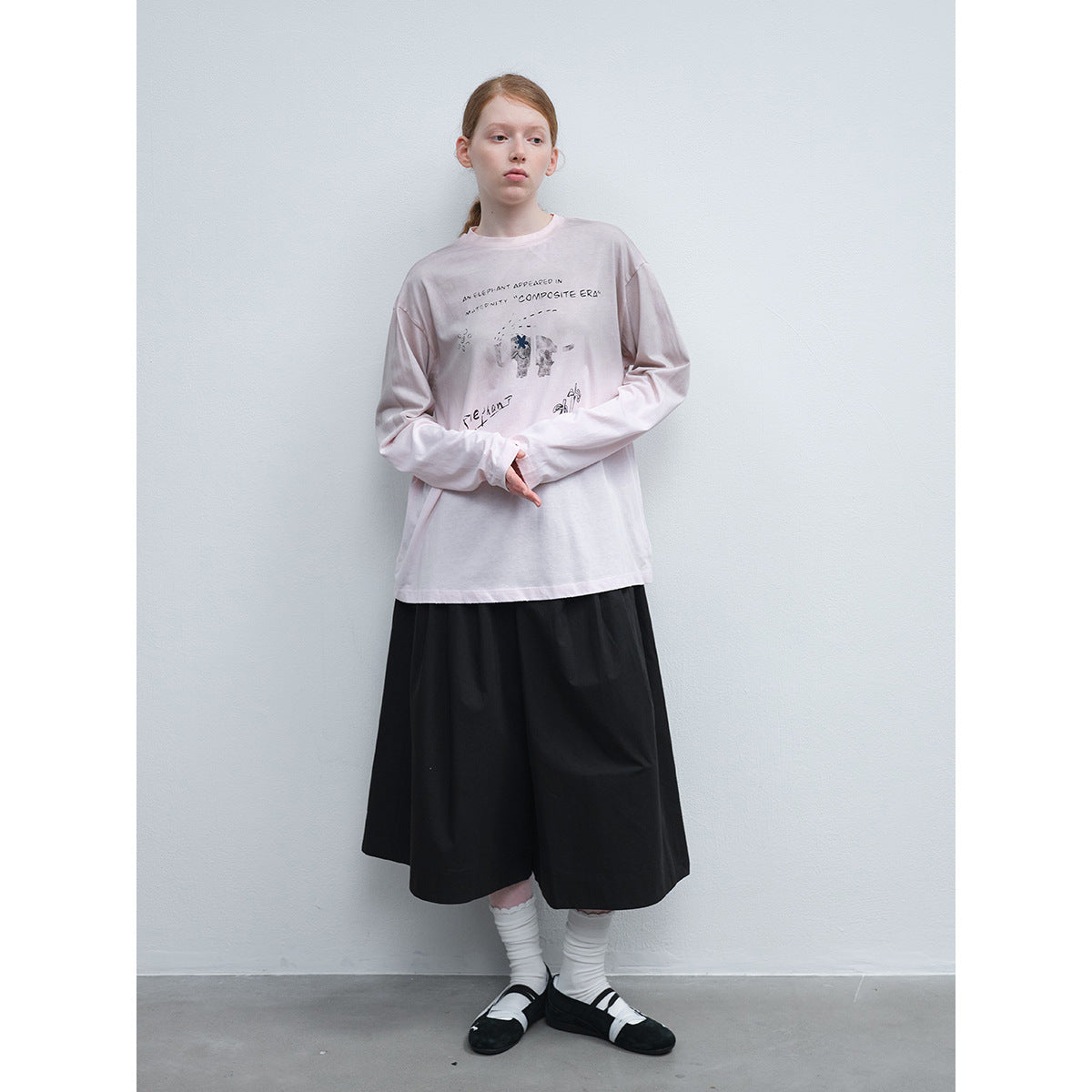 Spring casual round neck simple fried color printing easy versatile long-sleeved T-shirt