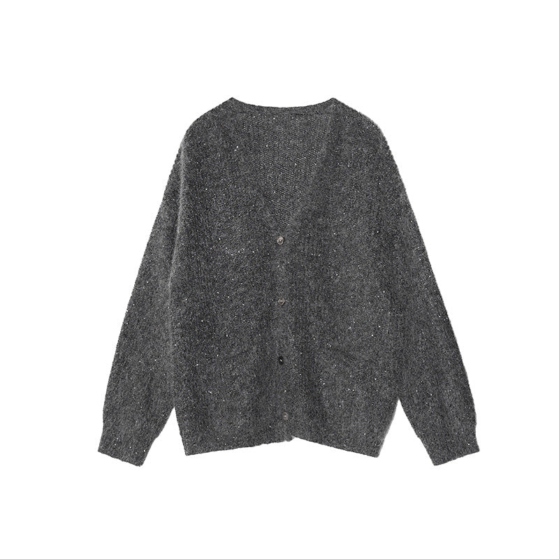 Fashion commuter lazy loose soft waxy v-neck sweater cardigan