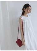 Summer new casual round neck easy and simple small fly sleeves solid color vest bubble skirt