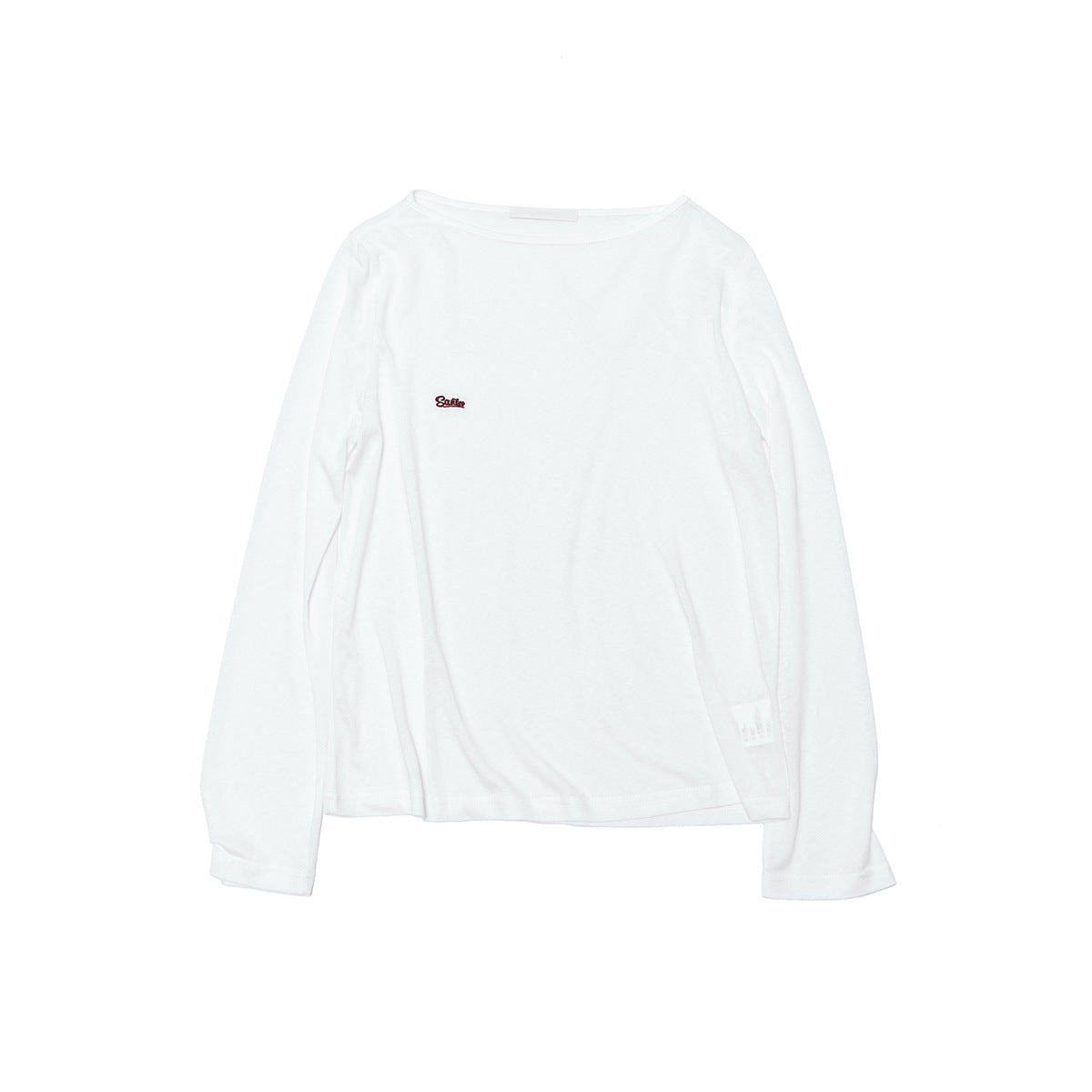 Spring New Casual Tencel Hemp Embroidery Solid Color Versatile Boat Collar Thin Transparent Long Sleeve T-Shirt