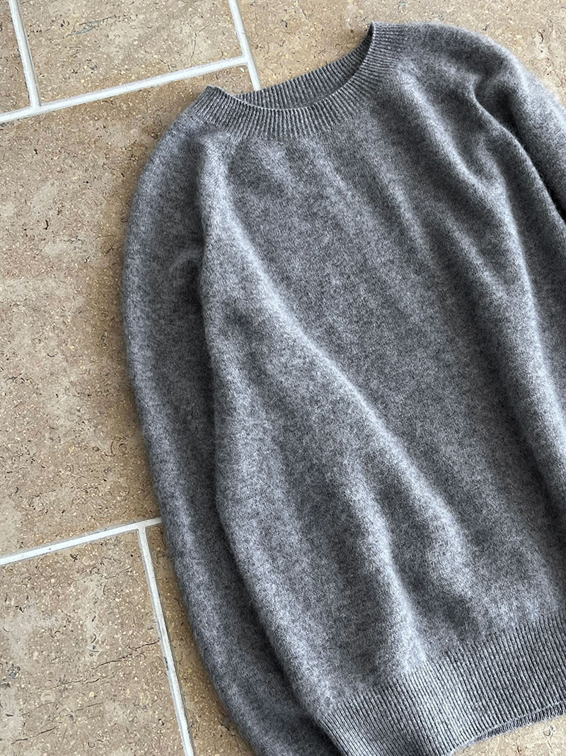 Soft and waxy fluffy crew neck solid color wool sweater women's winter new style with casual lazy top